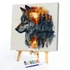 (US Local)Paint By Numbers Kit On Canvas DIY Oil Art Wolf Picture Home Decor40x40cm