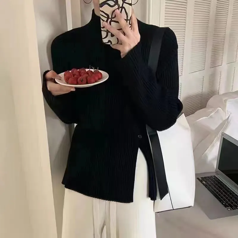 Brownm Brownm Women's Autumn And Winter Half-High Collar Long-Sleeved Sweater 2025 High-Collar Thick Wool Knitted Bottom Coat Inside