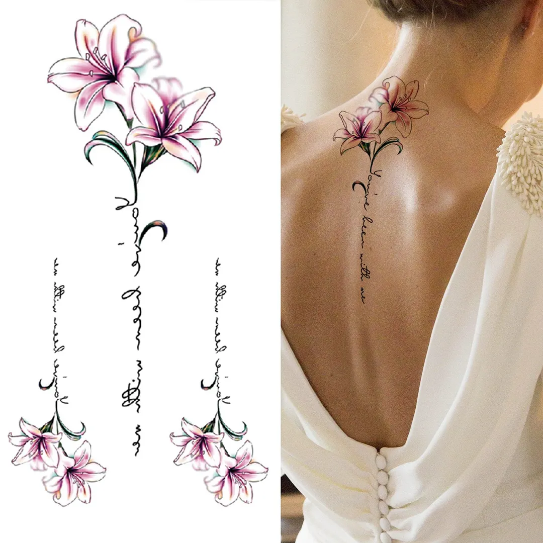 Realistic Fake Peony Temporary Tattoos For Women Girl Black Rose Elephant Flower Tattoo Sticker Tiger Anemone Tatoos Half Sleeve 1108-1