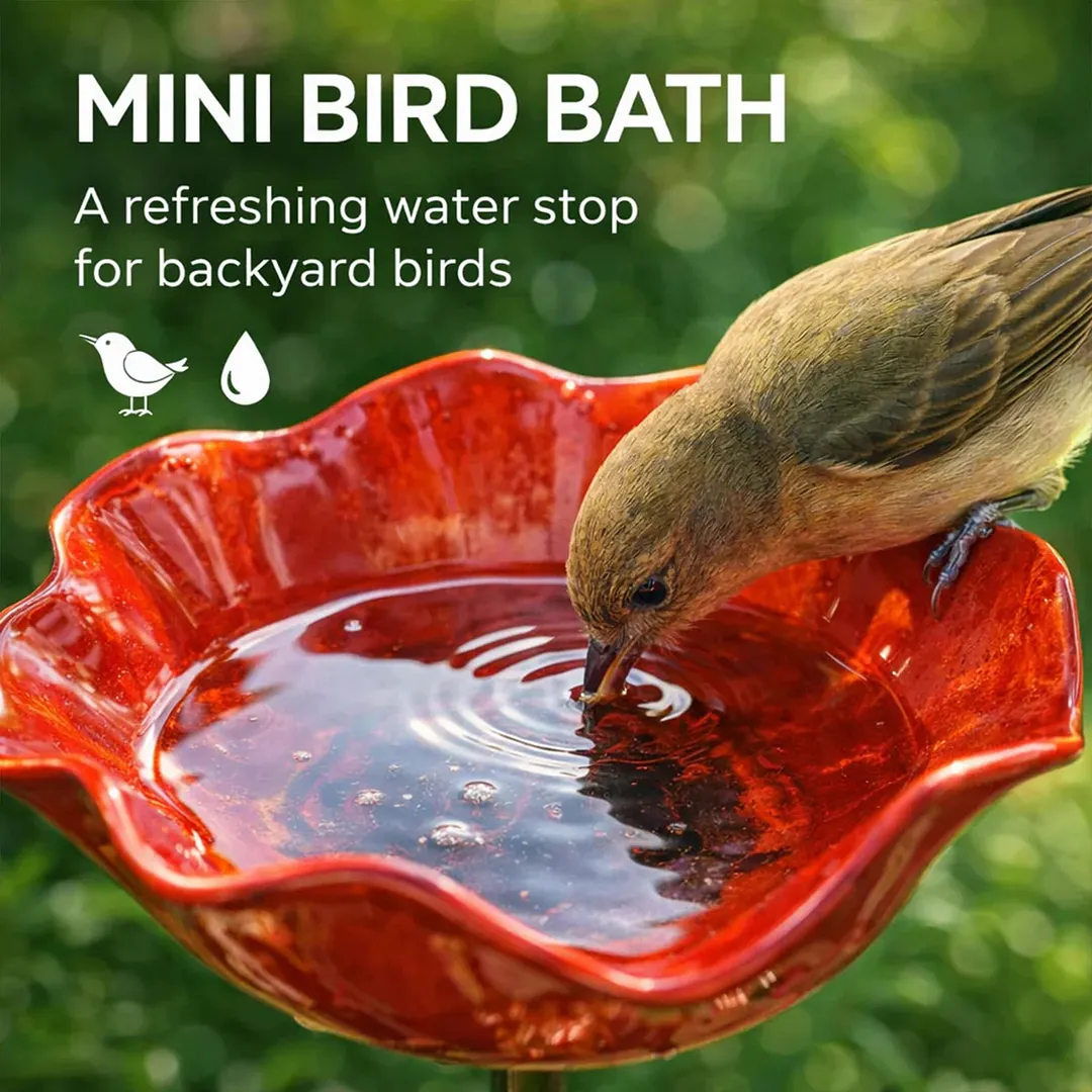 Bee Watering Station with Flower Design Bee Bath for Garden Decorative Metal Flower Garden Stake for Outdoor Yard Patio Decoration