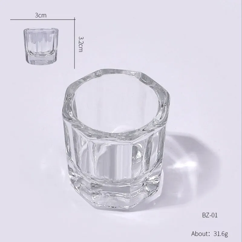 Nail Clear Crystal Glass Bowl Crown Molding Acrylic Powder Container Nail Manicure Color Palette Nail Salon Professional Tools