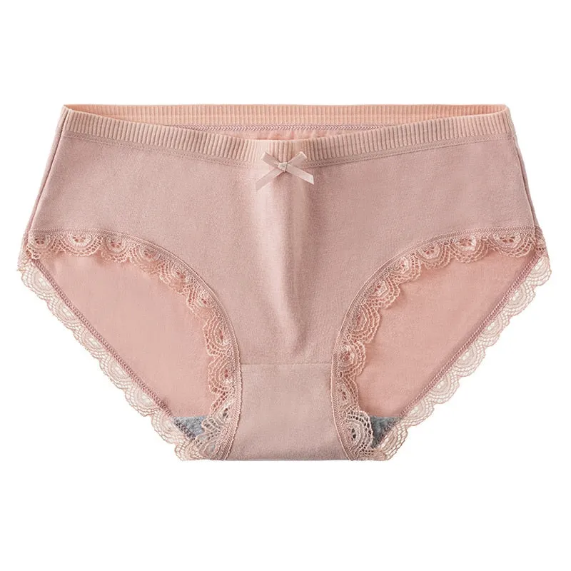 Women's Cotton Panties Sexy Seamless Underwear For Women Large Size Mid Low Waist Lace Underpants Female Soft Invisible Briefs