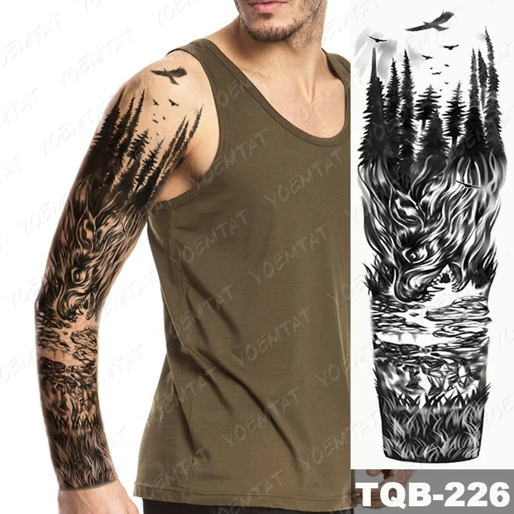 Large Arm Sleeve Tattoo Owl Angel Rose Waterproof Temporary Fake Tatoo Sticker Skull Fox Wings Men Women Full Totem Tatto Artes