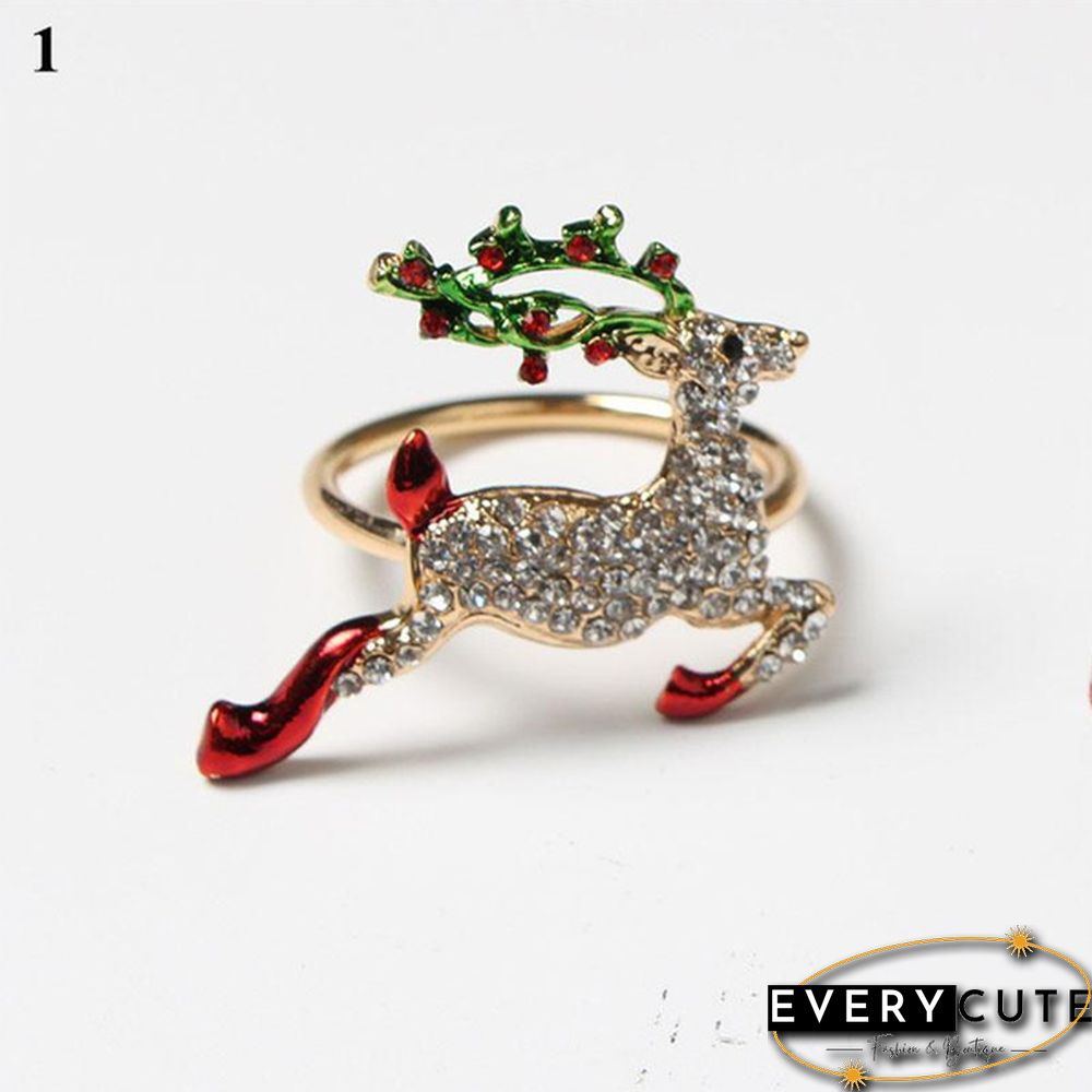 Metal Christmas Napkin Rings Holders Wreath Elk Christmas Tree Ring for Holiday Christmas Thanksgiving Home Table Decoration
