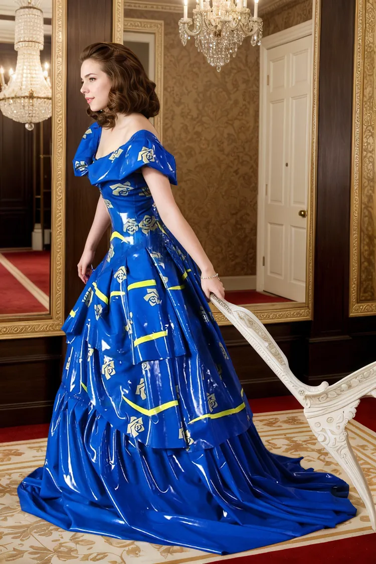 Women Latex Dress Regal Blue Gown