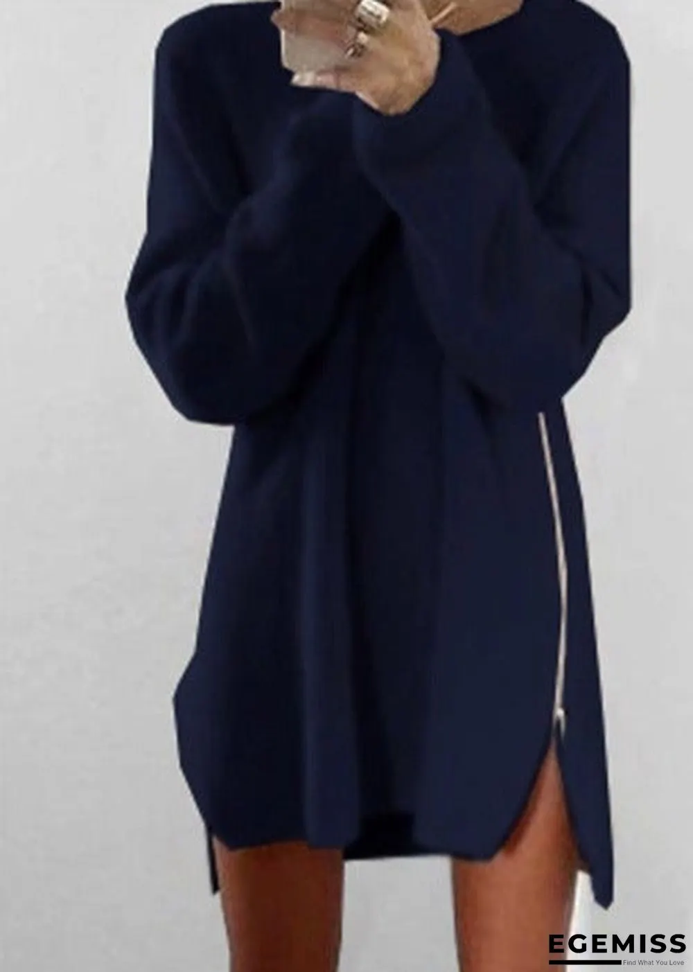 Casual Loose Zip Sweater Dress | EGEMISS