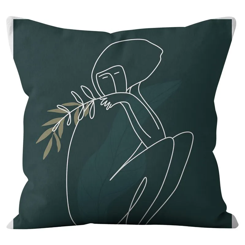 45*45cm Green Series Nordic Abstract Cushion Cover Geometric Throw Pillowcase Modern Minimalist Sofa Bed Decorative Pillows Case