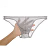 Men's Sexy Seamless See Through Underwear Low Waist Ice Silk Backless Tangas Sheer Bikini Briefs Underpants