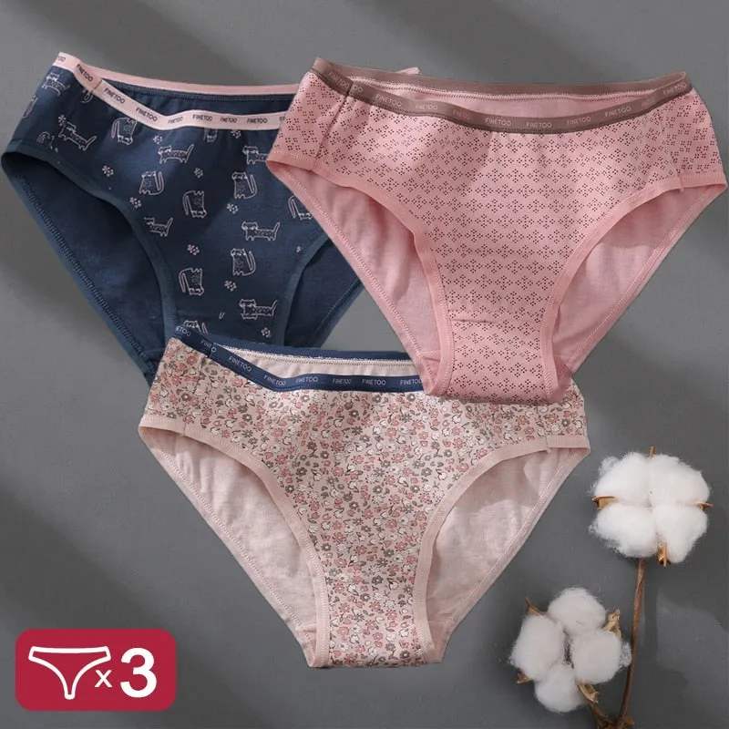 Floral Printing Panties Women Underwear Cotton Panties Set Finetoo Design Female Underpants Lingerie Sexy Pantys Briefs Intimate