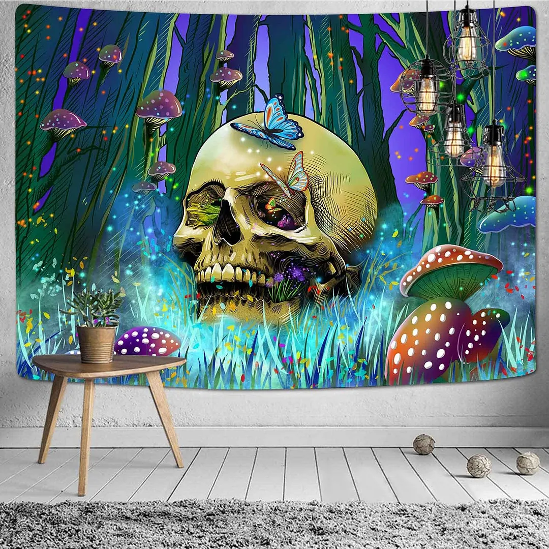 Viking Raven Tapestry Mysterious Viking Meditation Psychedelic Runes Art Wall Hanging Tapestries for Living Room Decor Yoga Mat