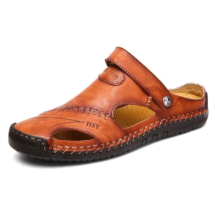 2020 New Leather Men's Sandals Classic Roman Sandals Casual Comfortable shoes Summer Outdoor Beach Man Sandals Sneakers 38-48