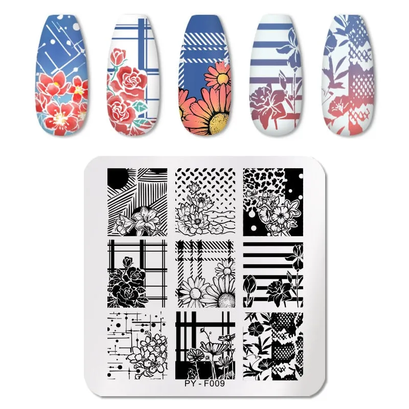 PICT YOU Spring Series Nail Stamping Plates Stencil Stainless Steel Tools Nail Art Stamp Template Design Printing Tools-Nail Inspo