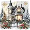 Peinture ronde de diamant de perceuse de maison de neige-30*30cm