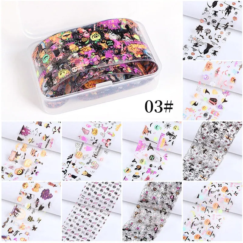 10Pcs/Bag Nail Art Transfer Foil Sticker Abstract Image Blue French Tip Wraps Adhesive Decals Nails Decoration Accessories-Nail Inspo