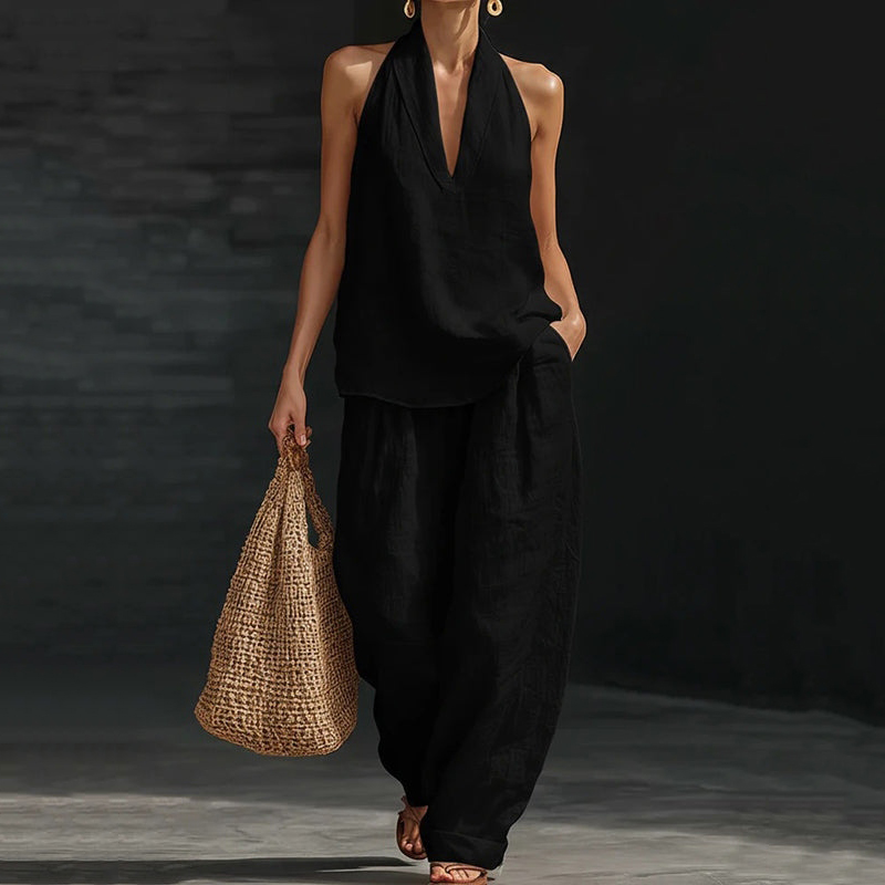 V-neck Tank Top & Pants Two Piece Set elevenforest