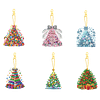 (US Local)6PCS  Christmas Tree DIY Diamond Painting Keychain Diamond Art Keyrings