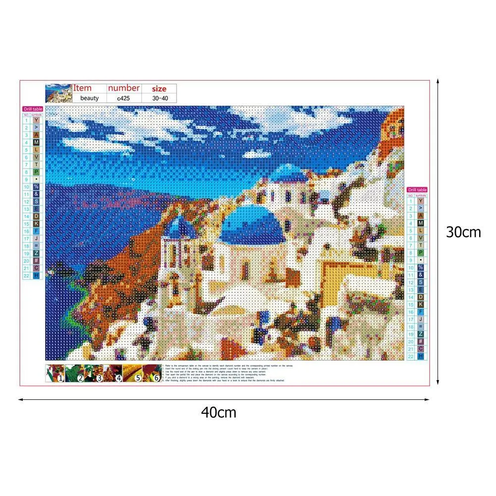 Diamond Painting - Full Round Drill - Santorini(40*30cm)