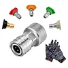 Garden Hose to Mini Power Washer Adapter Stainless Steel Leak-Proof Adapter 3/4 GHT to 1/4 Quick Connector for Car Wash & Outdoor Cleaning