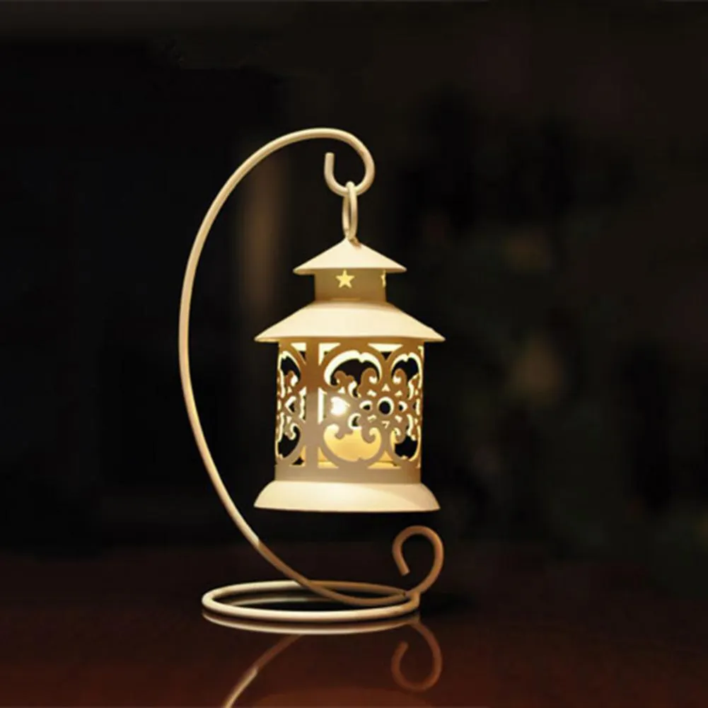 Hollow Hanging Bird Cage Candle Holder Candlestick Home Party Decor (White)