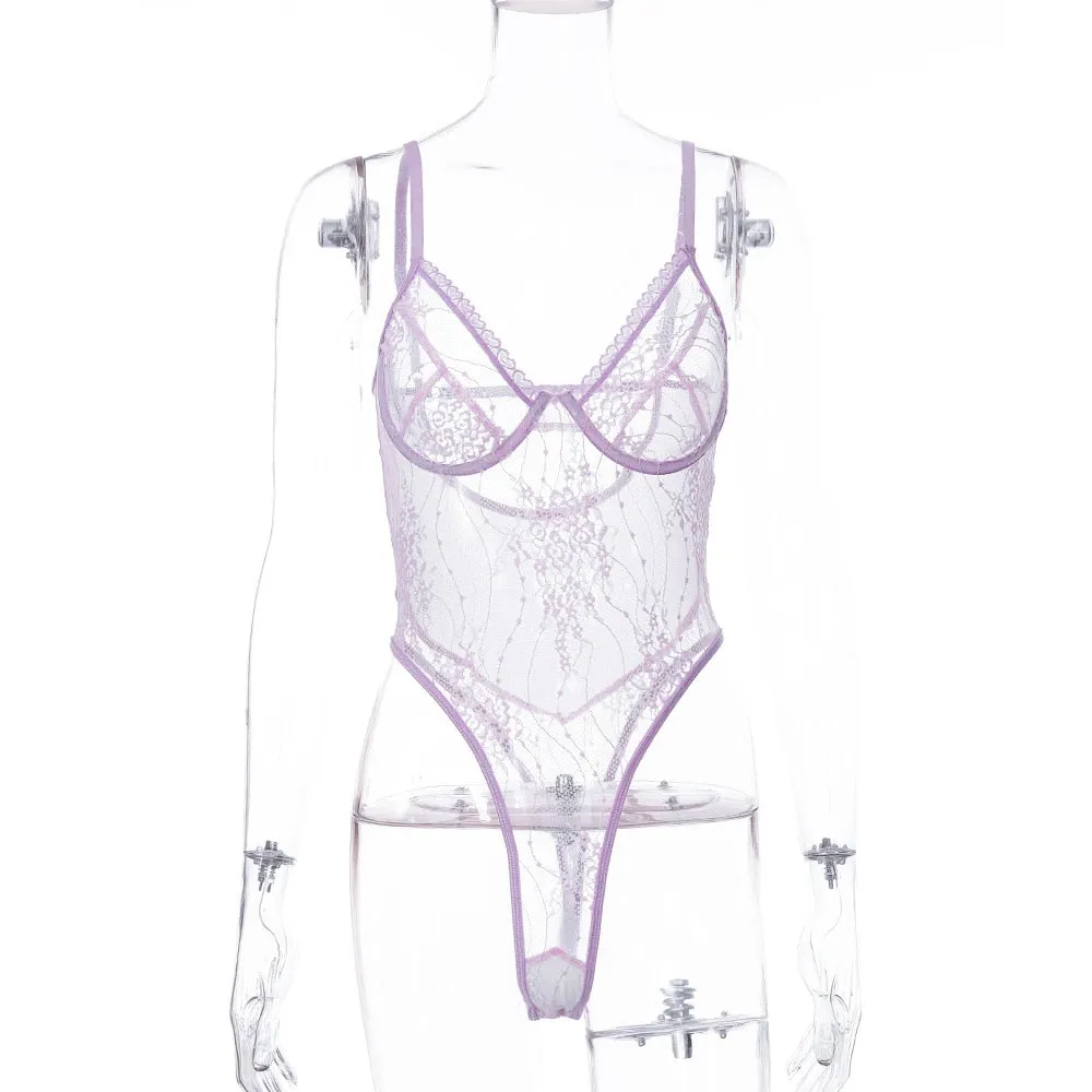 Yimunancy Floral Lace Bodysuit Women See Through Sexy Teddy Bodysuit 2020 Ladies Skinny Overalls Body Femme