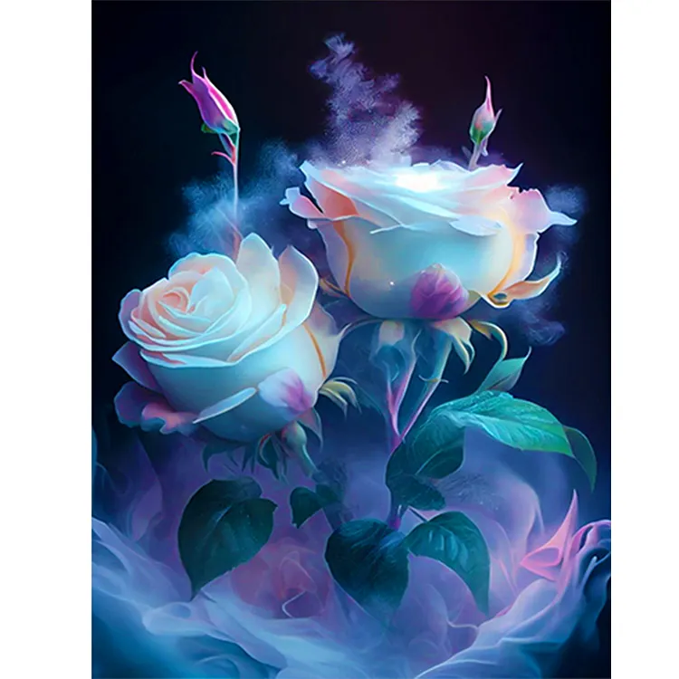 Smoke Rose 30*40CM(Canvas) Full Round Drill Diamond Painting gbfke