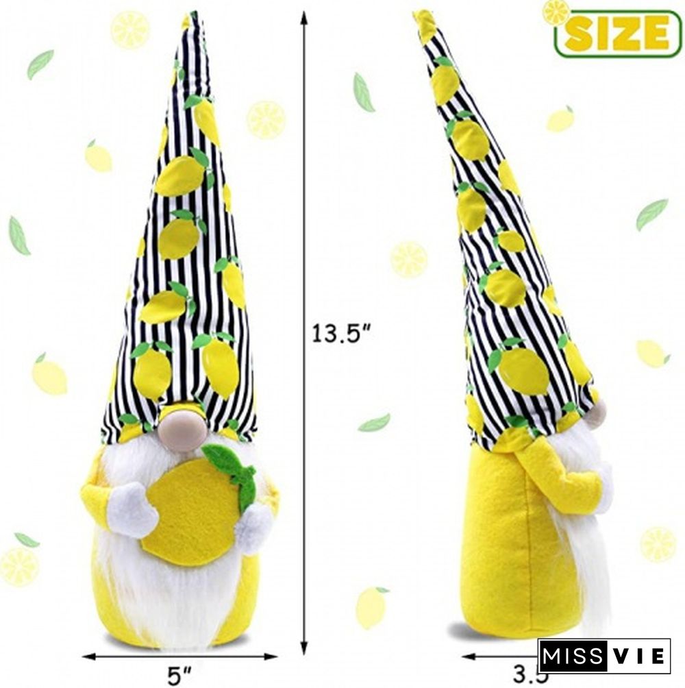 Ciyvolyeen Lemon Gnome Scandinavian Tomte Nisse Swedish Fresh Lemon Elf Home Farmhouse Kitchen Decor Easy Peasy Shelf Summer Tiered Tray Decorations, Set Of 2