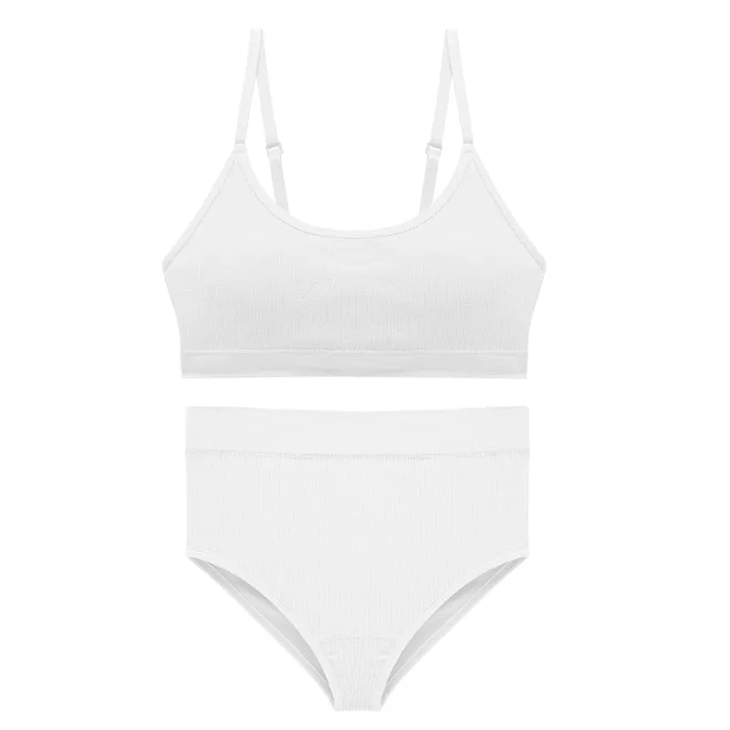 CINOON Seamless Tanks Tops Bras Set Female Underwear Wireless Bra Crop Top Women High Waist Underpants Soft Bralette Lingerie