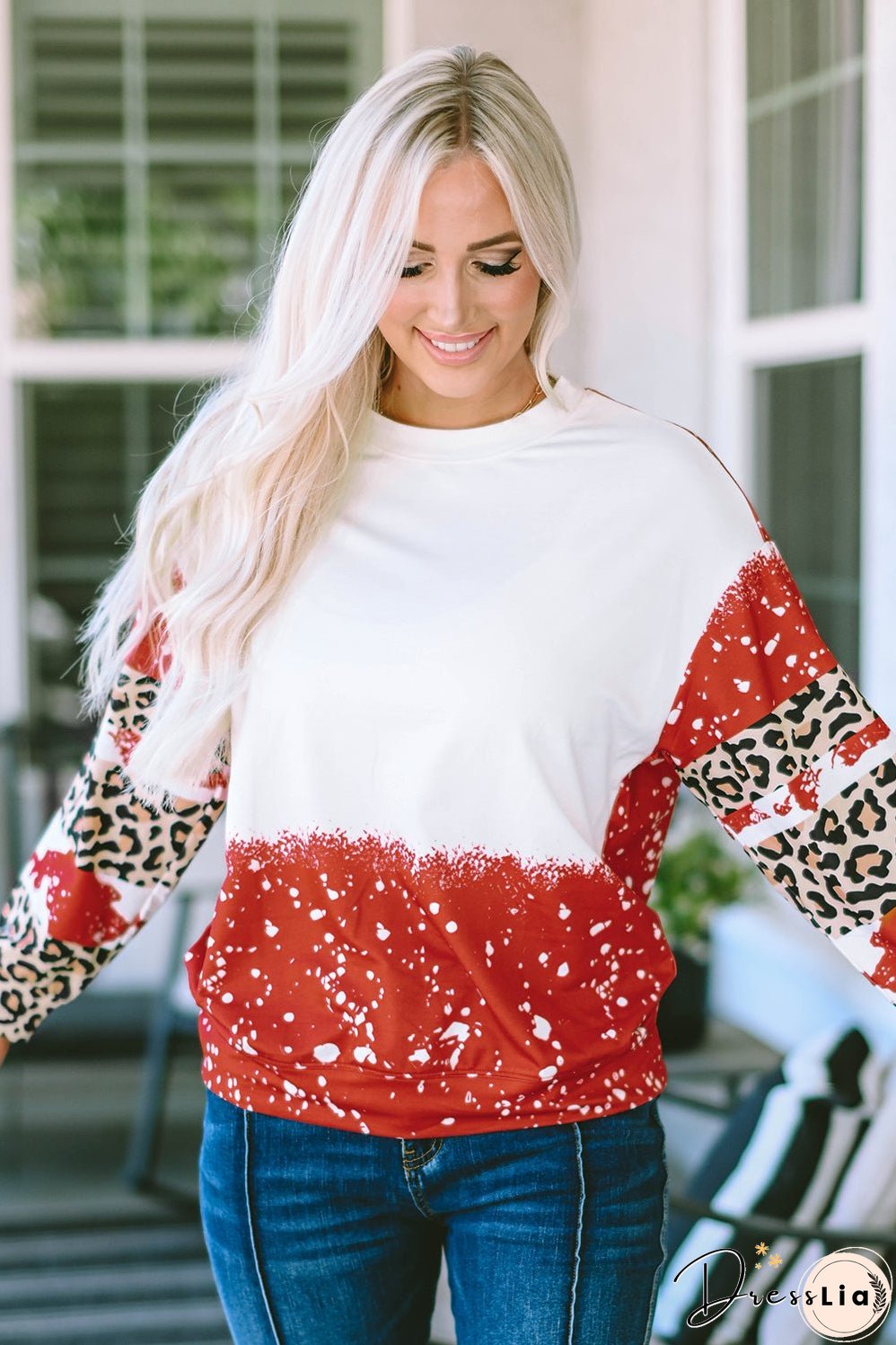 Tie-Dye Leopard Long Sleeve Top