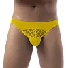 Men's Athletic Silk Underwear Low Rise Nylon Mesh Elastic Solid Pattern Sexy Briefs