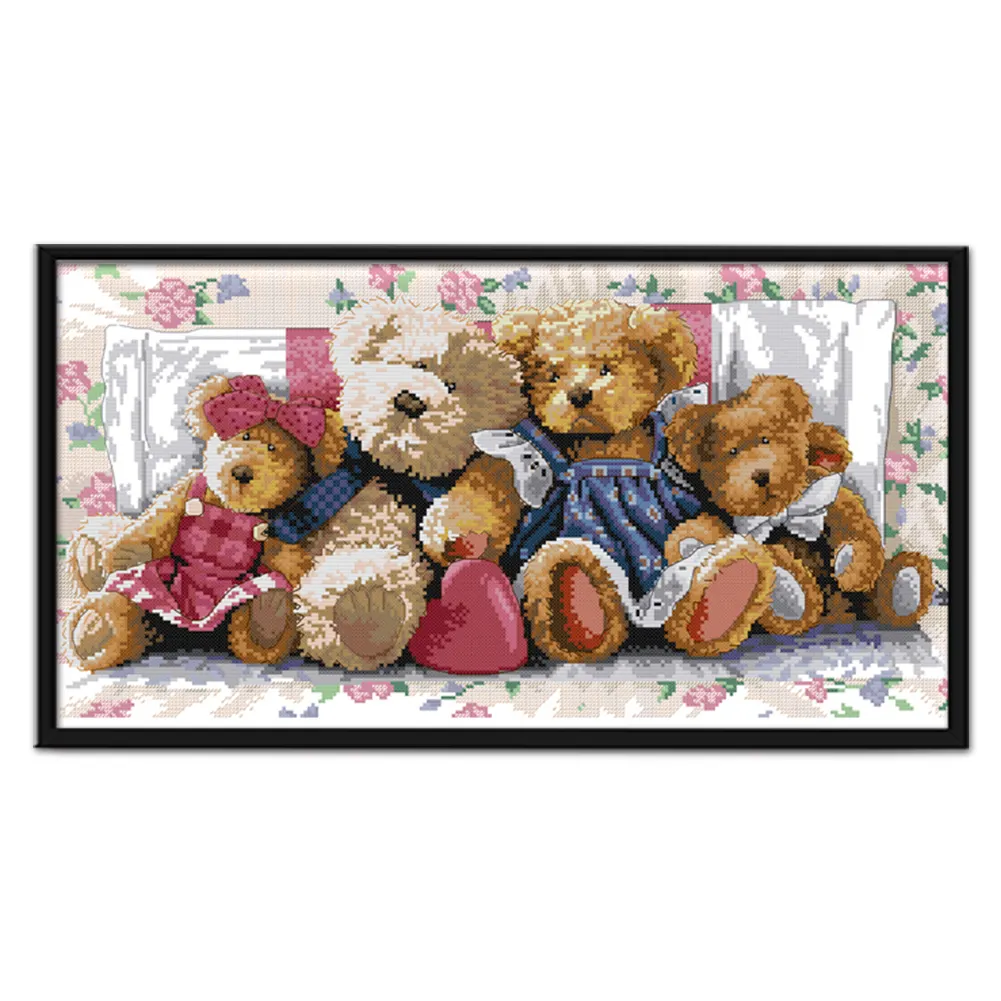14ct Stamped Cross Stitch - Little Bear Family(54*31cm)
