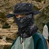 Men Camo Fishing Hat Foldable Casual Balaclava Sun Hat Breathable Bucket Hat