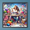 Fille Faite &Agrave; La Main-Compl&egrave;te Rond Diamant Peinture-40X40CM