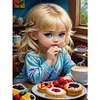 Blonde Little Girl Eating Breakfast-11CT Stamped Cross Stitch 40*55cm/15.75*21.65in