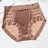 Pearlescent satin paneled mesh briefs