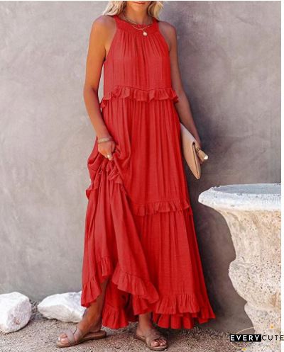 Fashion Street Solid Spaghetti Strap Princess Dresses