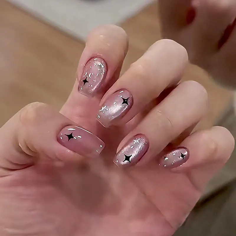 Churchf Churchf Eye Wearing Nail Star Flash Removable Nail Simple Ins Wind Short Nail Patch