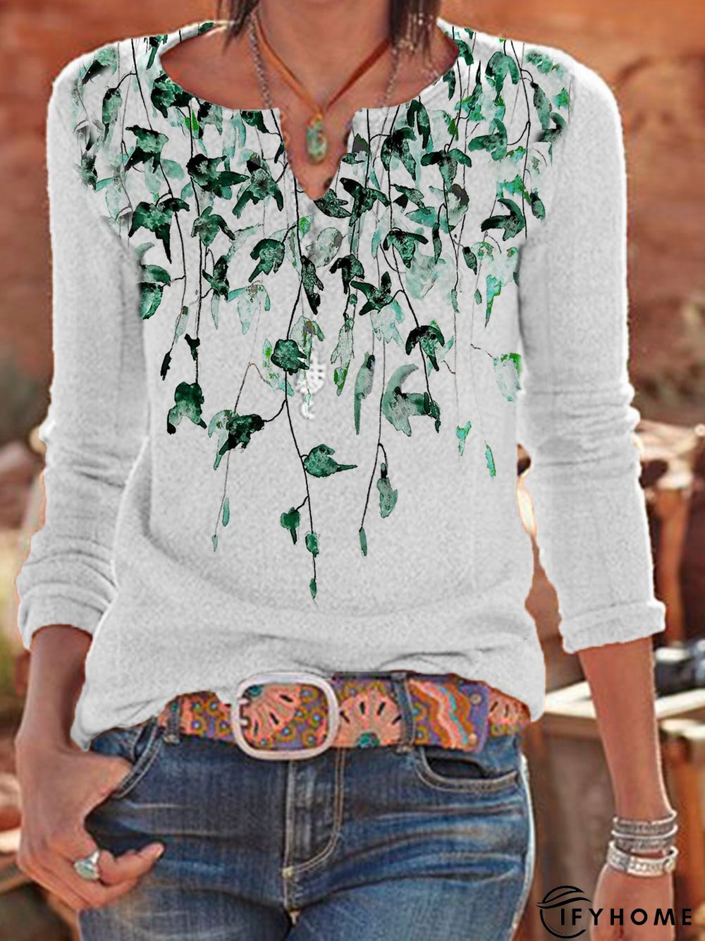 Long Sleeve Printed Shirt & Top | IFYHOME