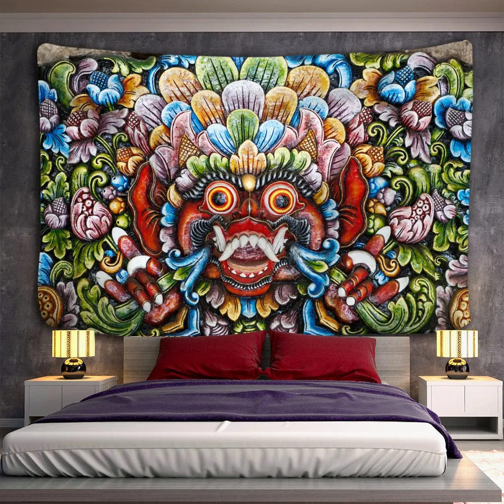 Death Mushroom Forest Tapestry Wall Hanging Fairy Tale Castle Skeleton Bohemian Psychedelic Home Dormitory Dream Decor