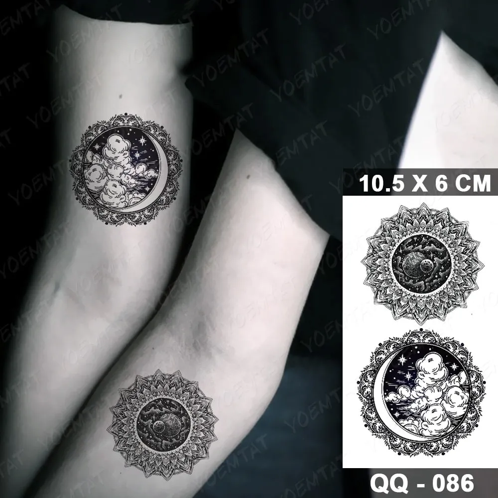 Waterproof Temporary Tattoo Sticker Moon Star Universe Cloud Flash Tatoo Cute Lines Hand Wrist Fake Tatto For Body Art Women Men