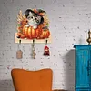 (US Local)Wooden Halloween Pumpkin Owl 3 Hooks Diamond Painting Hook Rail DIY Crafts Decor