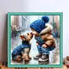Boy And Puppy - 11CT Stamped Cross Stitch - 40*40cm - Dog Character