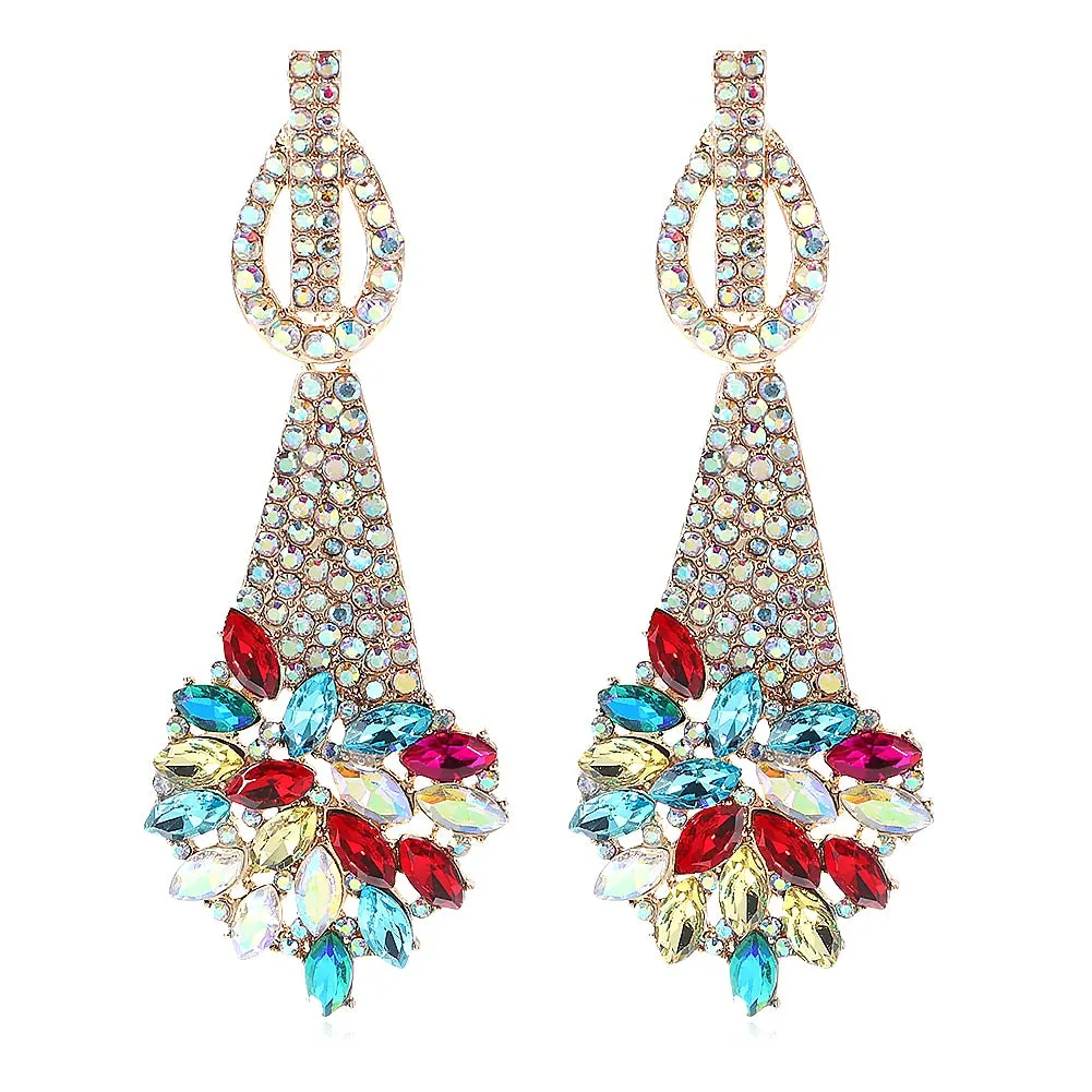 Dvacaman Newest Multicolor Crystal Drop Earrings Fine Jewelry Accessories For Women Fashion Rhinestone Tassel Earrings Wholesale