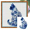 Blue And White Porcelain Cat-11CT Stamped/Counted Cross Stitch 40*40cm/15.75*15.75in