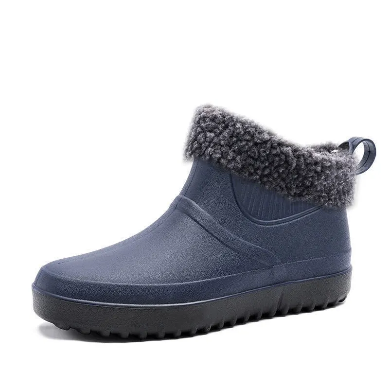 Men Non-slip Waterproof Rain Boots Short Tube Footwear Kitchen Work Fishing Car Wash Rubber Shoes Novelty Fashion