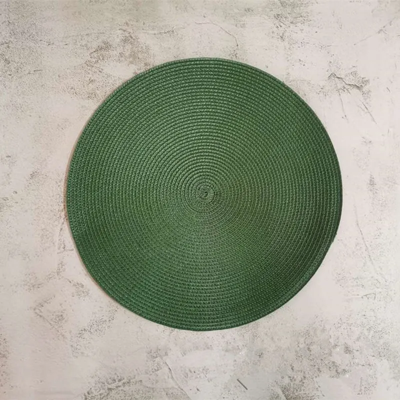 1pc Round Woven Placemats PP Waterproof Dining Table Mat Non-Slip Napkin Disc Bowl Pads Drink Cup Coasters Kitchen Decoration