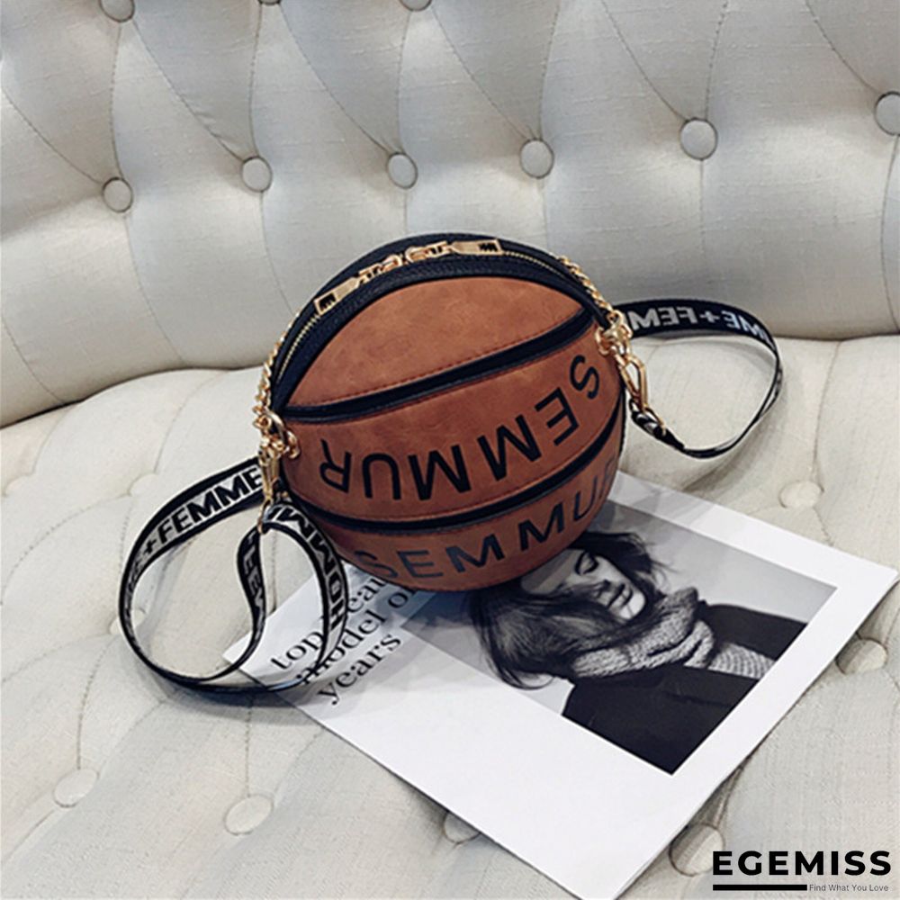 Brown Fashion Stitching Letter Basketball Single Shoulder Bags | EGEMISS