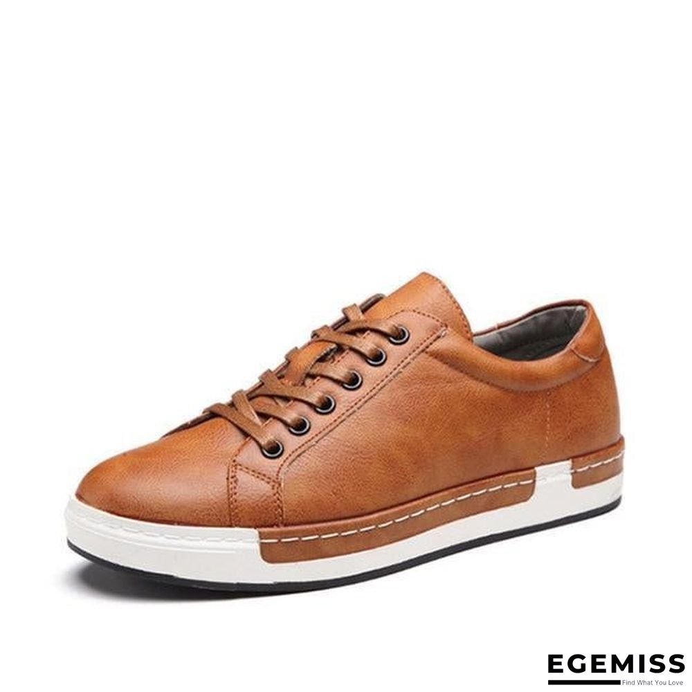 Casual Shoes Men Fashion Vintage Shoes Brown Brand Male Shoes Genuine Leather Men's Leisure Shoes | EGEMISS