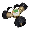 Y Splitter Adapter Propane Adapter with Gauge 2 Way Gas Adapter for Camping
