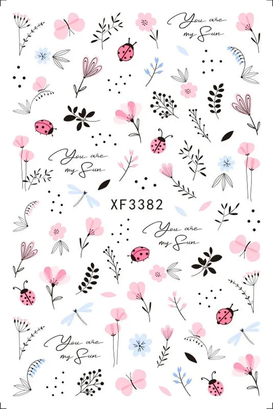 3D Nail Art Stickers Manicure Decoration Design Nail Art Decal Green Clover Leaf Nail Art Designer Decals Beautiful Flower