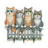 Wooden Cat Diamond Art Hanging Hook Rail Diamond Painting Art Craft Wall Hooks